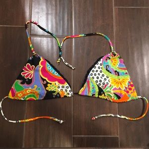 Vitamin A String Tie Reversible Bikini Top L